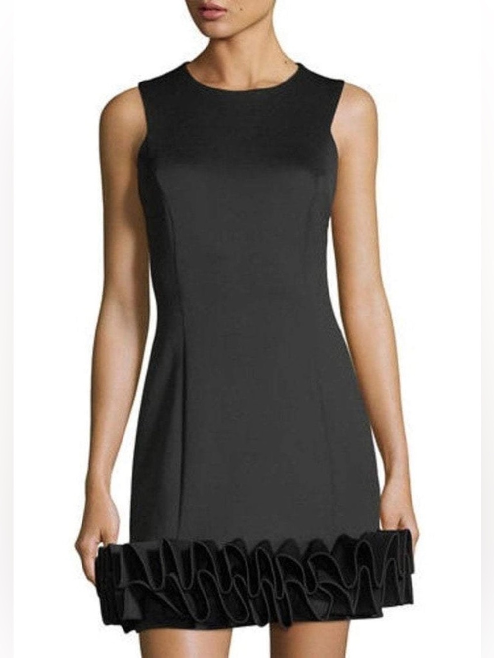 NWOT: Black Ruffle-Hem Dress